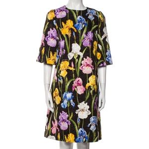 Dolce & Gabbana Jacquard Floral Knee Length Dress
